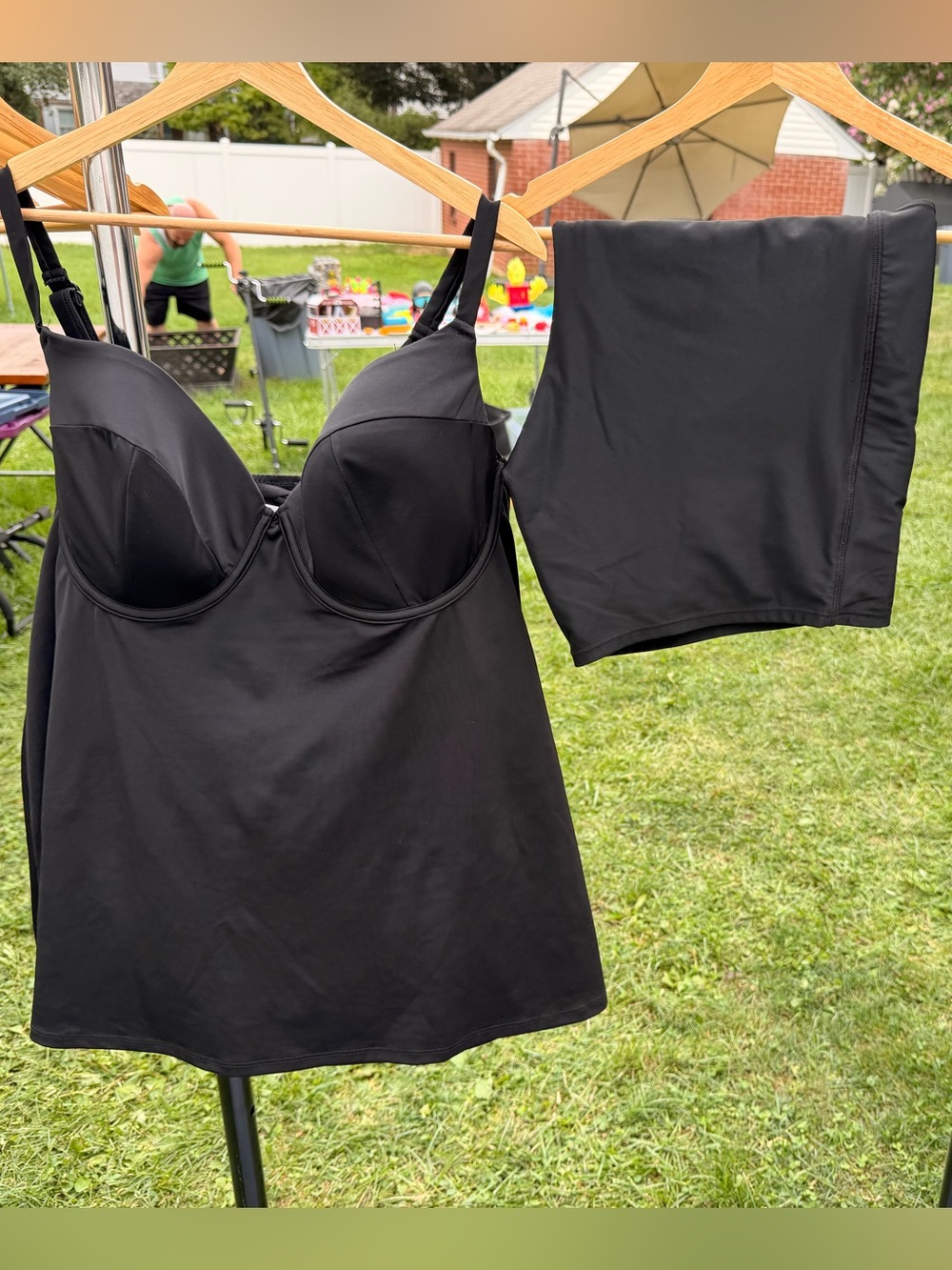 Cacique Swim Tankini Top and Torrid Swim Shorts